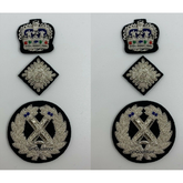 Met Police Commissioner Rank Badge Embroidered Silver Bullion Wire Rank Pair